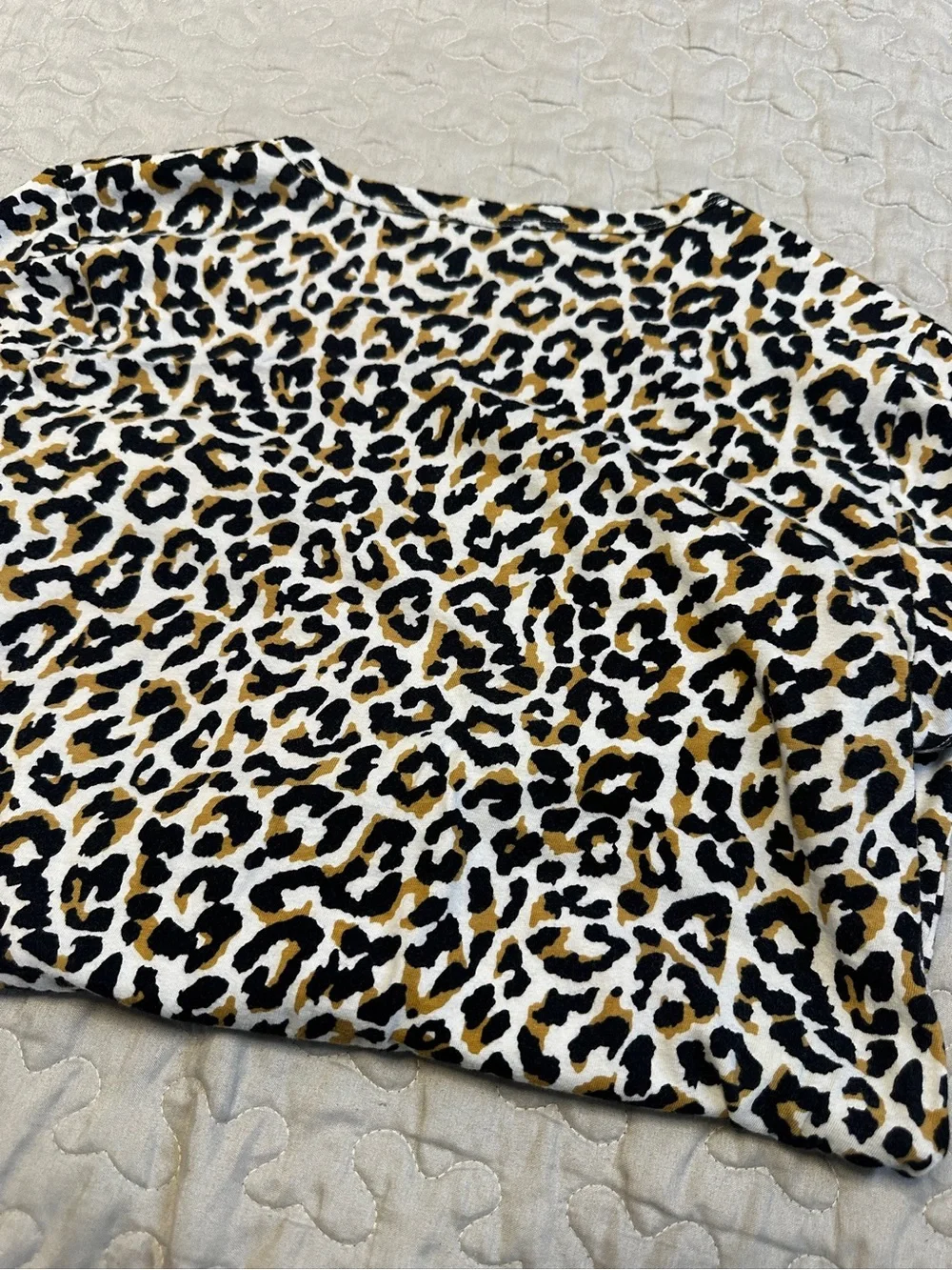 J. Crew Leopard Print Short Sleeve Top - Black, White & Gold